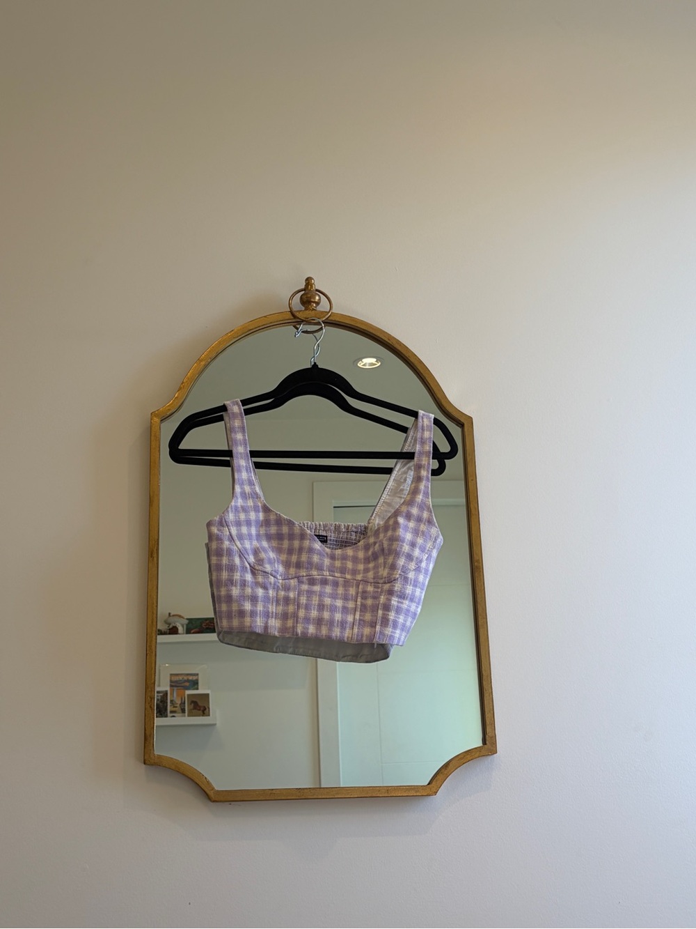 Zara Lilac Plaid Cropped Tank Top